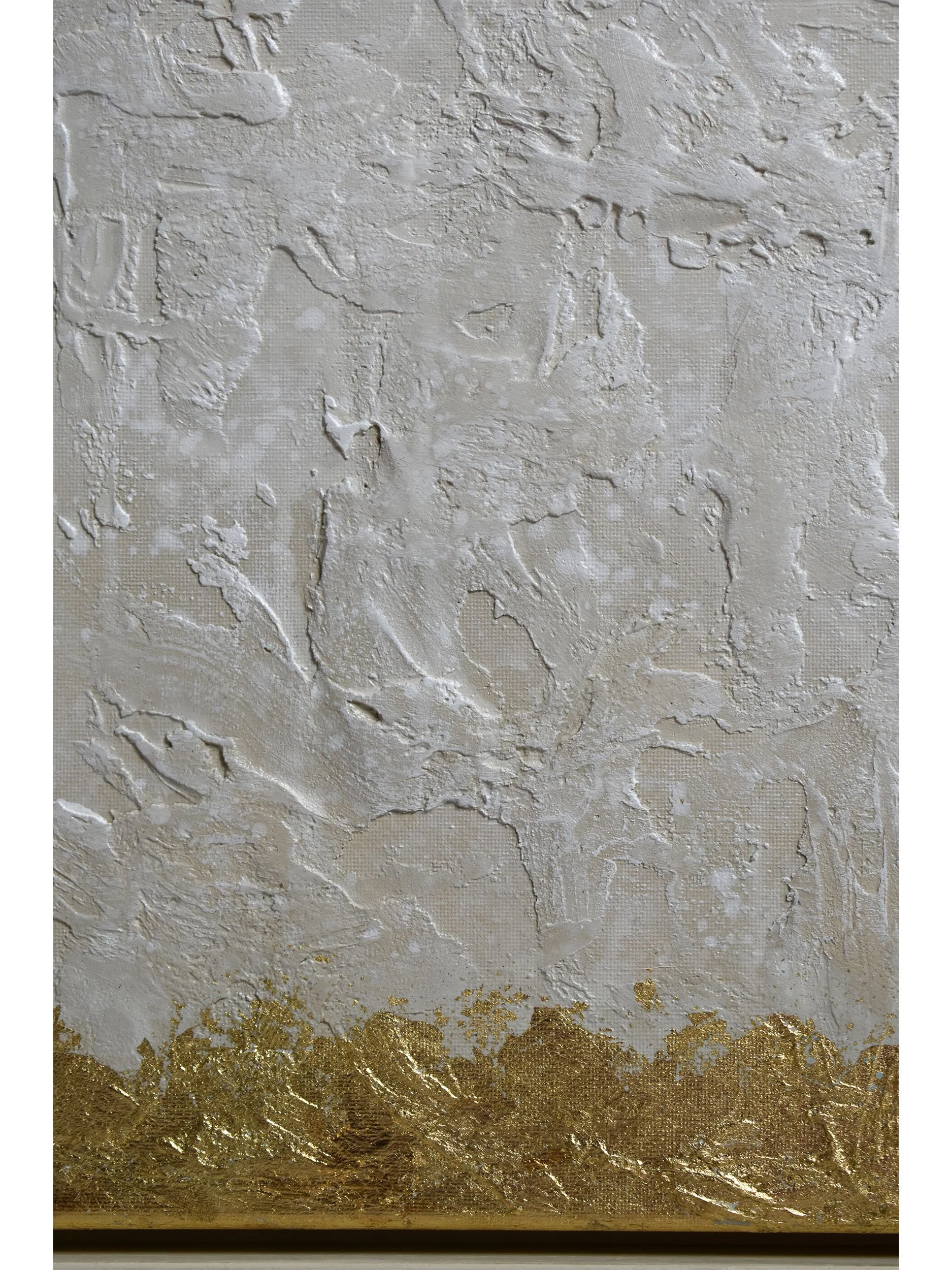 Ethereal Elegance Golden Horizon - Framed Cream and Gold Leaf Minimalist Original Textured Abstract Painting by Samuel Deacon Art