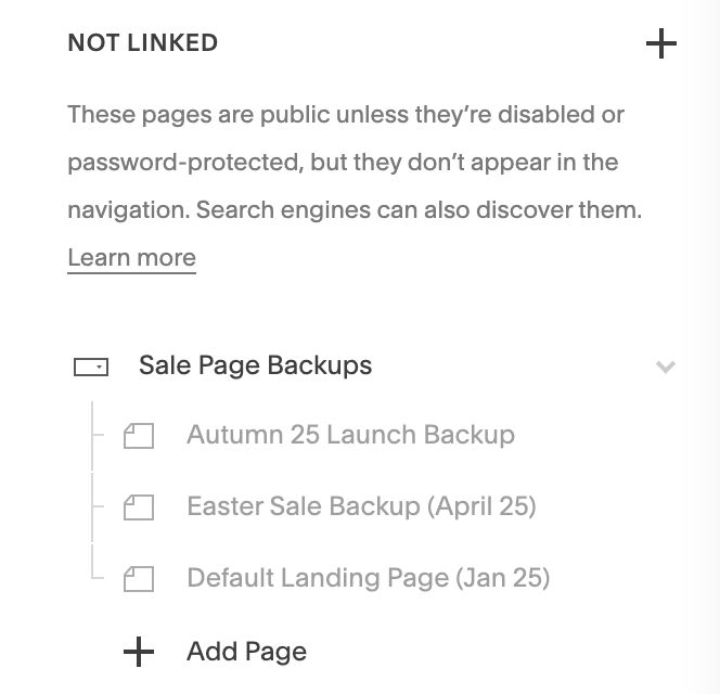 Your backups folder on Squarespace