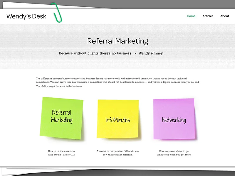 Migrating the referral marketing blog for Wendy Kinney