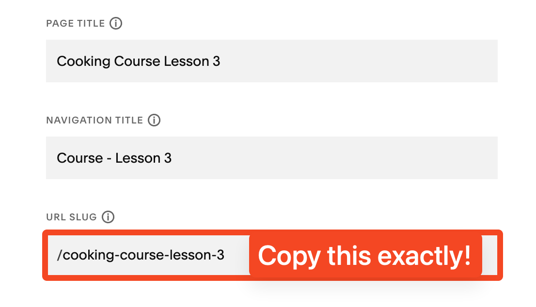 Copy the page URL when versioning in Squarespace