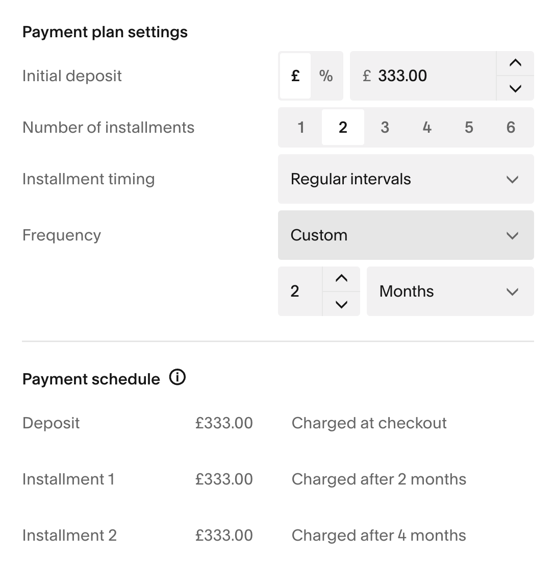 Example showing 1/3 total charged 3 times