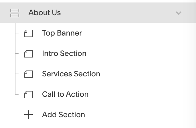 Example Index page in Squarespace Pages menu