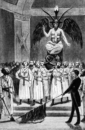 Baphomet presiding over a Templar ritual by Leo Taxil.