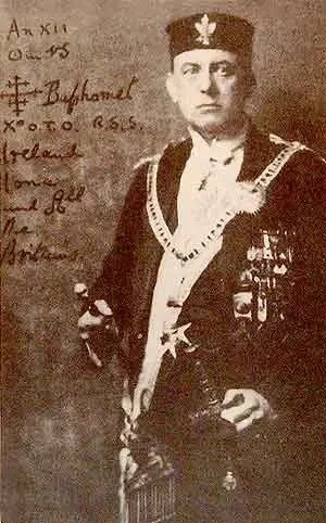 A signed picture of Crowley as Baphomet.