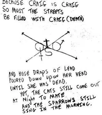 One of the letters sent by The Son of Sam containing a magical sigil.