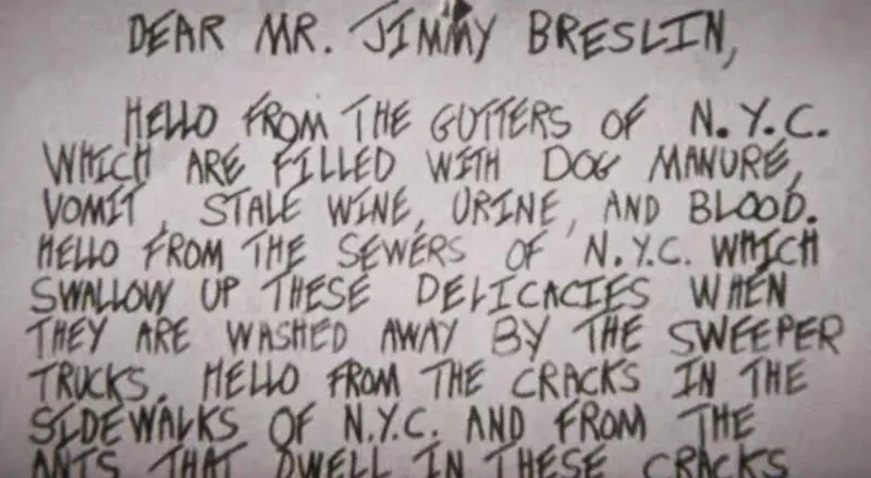 One of the first letters sent by the Son of Sam alluding to ritual sacrifices.