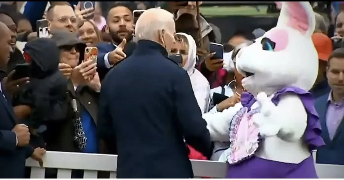 Easter Bunny Acts As Biden's Handler And Separates Him From Small Children at Easter Event