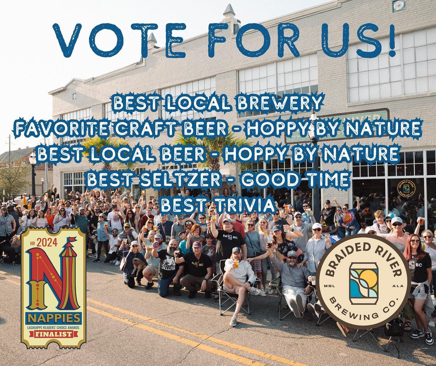 THANK YOU for nominating us for 5 different Nappies this year! Voting is now open! VoteNappies.com or link in bio (Instagram only)

🍺 Best Local Brewery
🍺 Favorite Local Craft Beer - Hoppy by Nature
🍺 Best Local Beer - Hoppy by Nature
💧 Best Selt