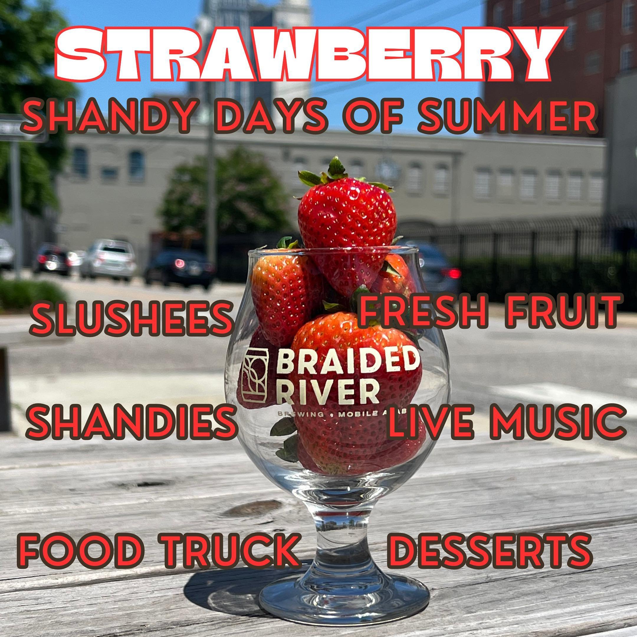 This weekend join us for the first SHANDY DAYS OF SUMMER beginning Friday with STRAWBERRY 🍓 featuring:

🍺 Strawberry beer shandies!
🎸 Live music from Bronson Webb at 6
🍰 Strawberry desserts from Bread by Beck
🍤 Food from P&amp;L Seafood truck at