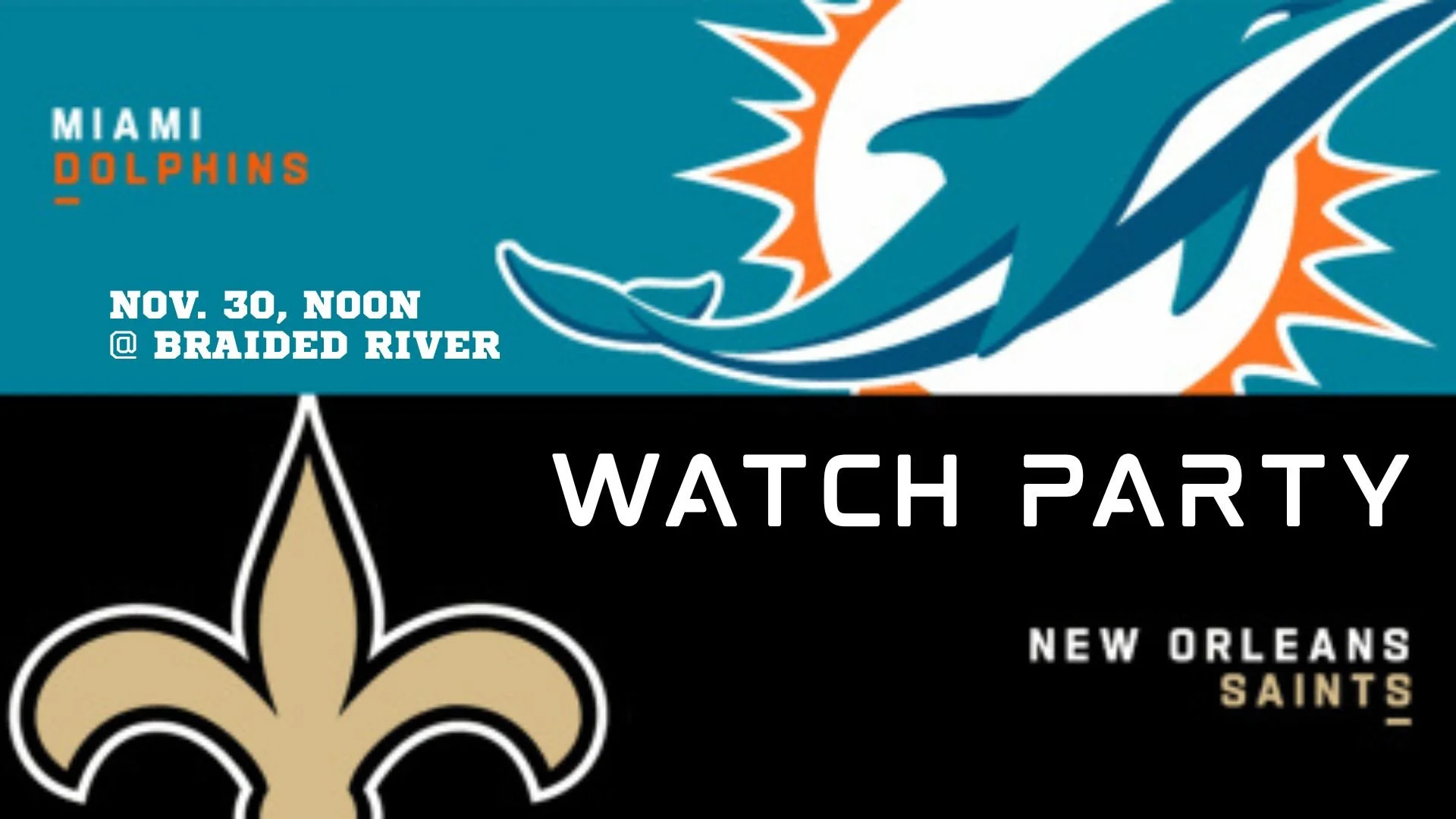 We're opening the taproom early today, at 11:30 a.m., for our weekly New Orleans Saints Watch Party! If you've watched a Saints game with us, you know it's the most legit Who Dat experience in town ⚜️

Come cheer on the Saints as they take on the Mia