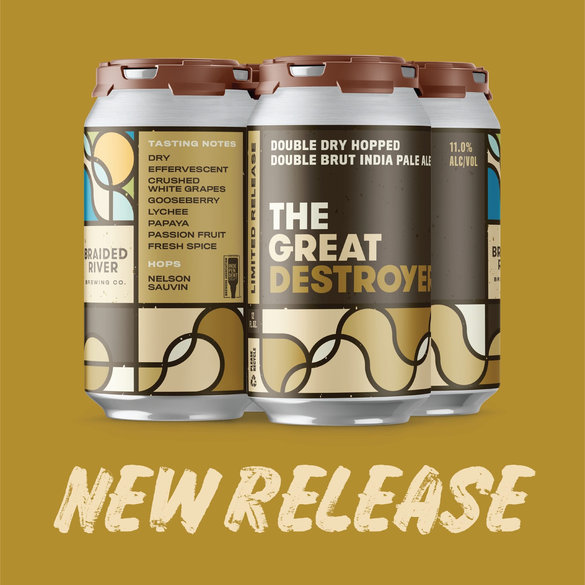 Available Friday, Dec. 12: The Great Destroyer!

Our biggest beer is back to help you ring in the new year. This heavily Nelson Sauvin dry-hopped DIPA hits notes of crushed wine grapes, papaya, lychee and passionfruit while maintaining a dry body and