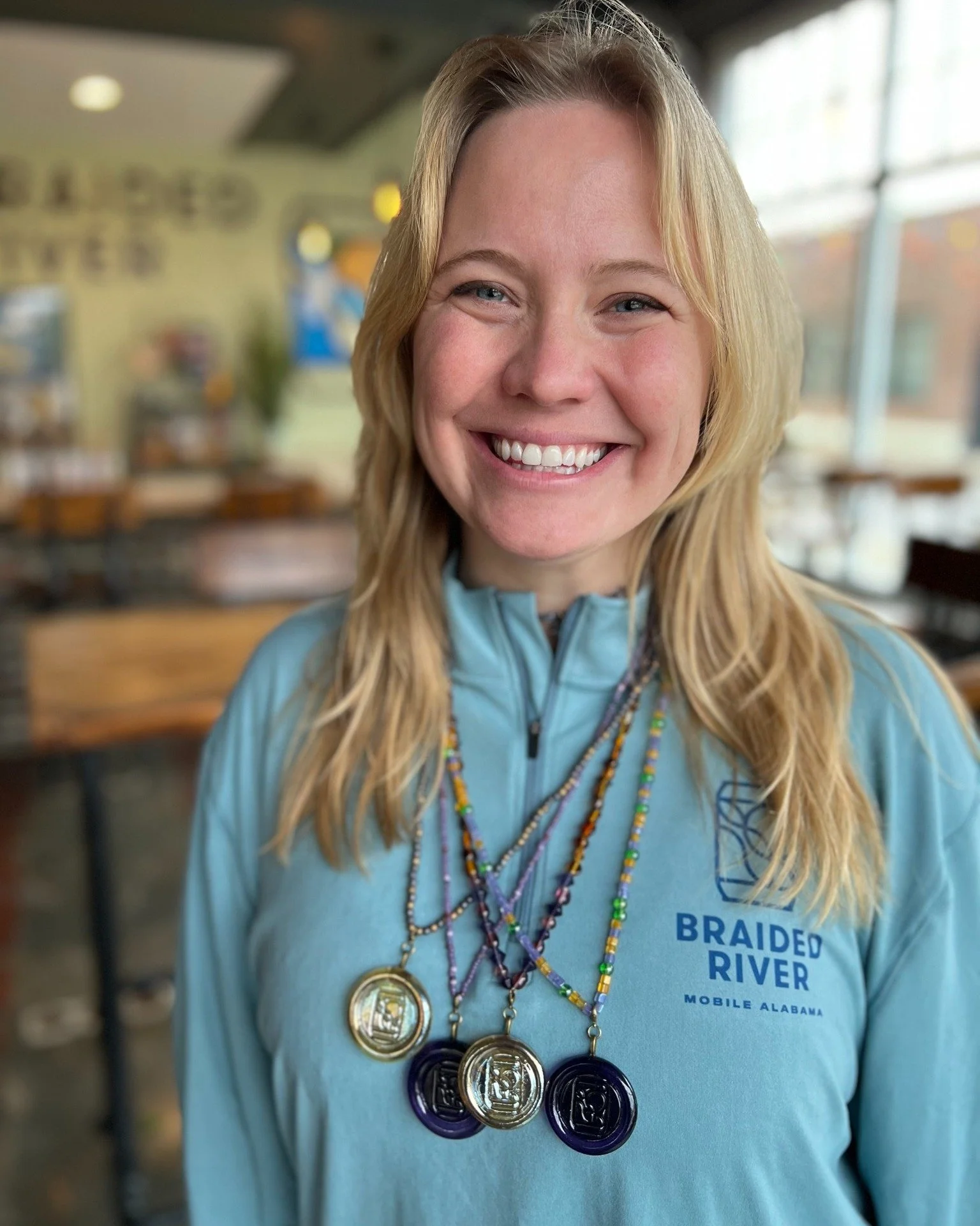 Laissez les bons temps rouler! 

We have our one-of-a-kind glass bead necklaces, featuring BRBC medallions from our friends at @muffinjawdesigns, available in the taproom and in our webstore now 💜💛 You can choose between eight versions: four differ