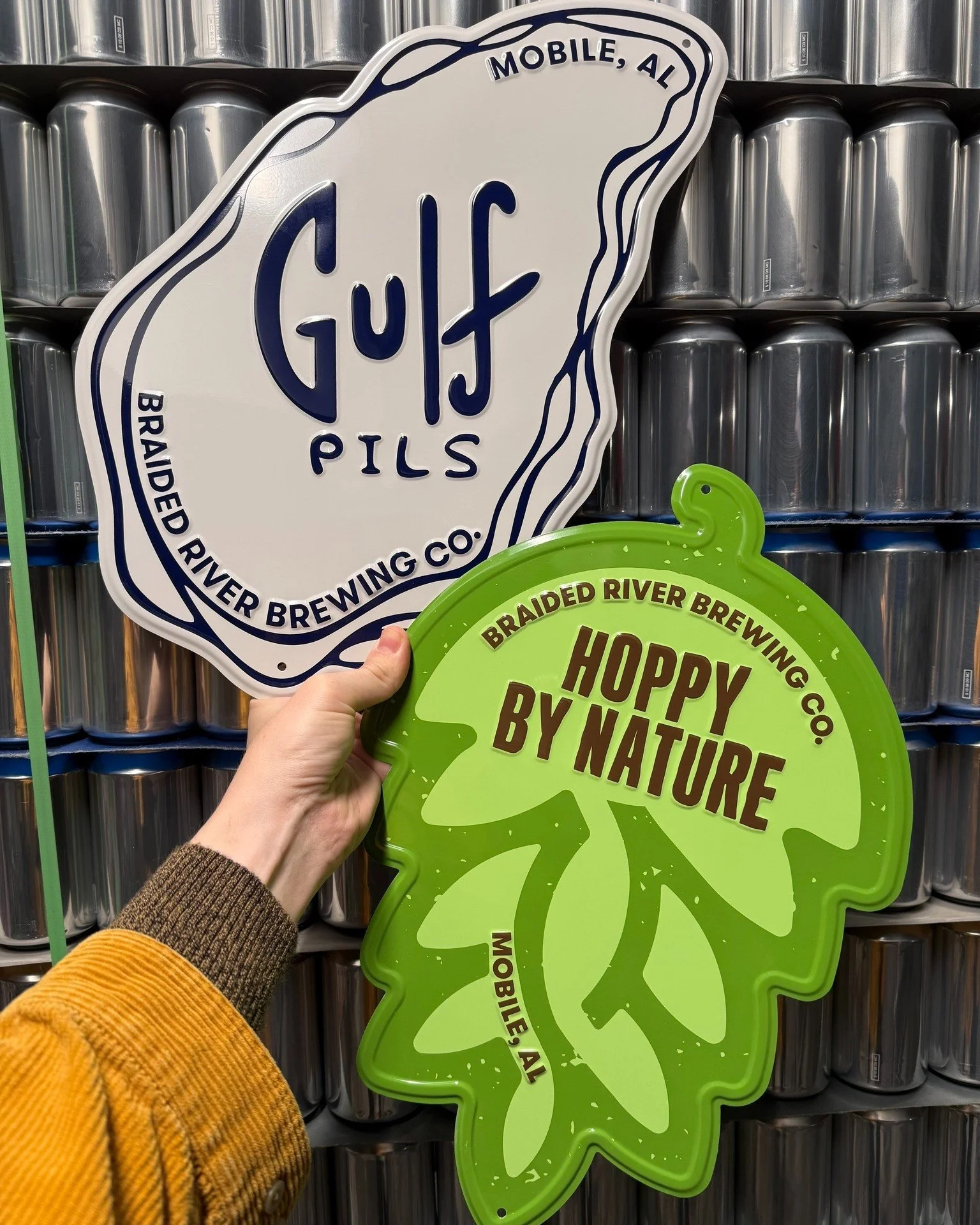 🚨 Merch Drop 🚨

We now have tin tackers for our most popular beers &mdash; Hoppy By Nature and Gulf Pils! Hang these metal signs in your home bar, your garage or your favorite beer-drankin' corner. They make great gifts 🎁