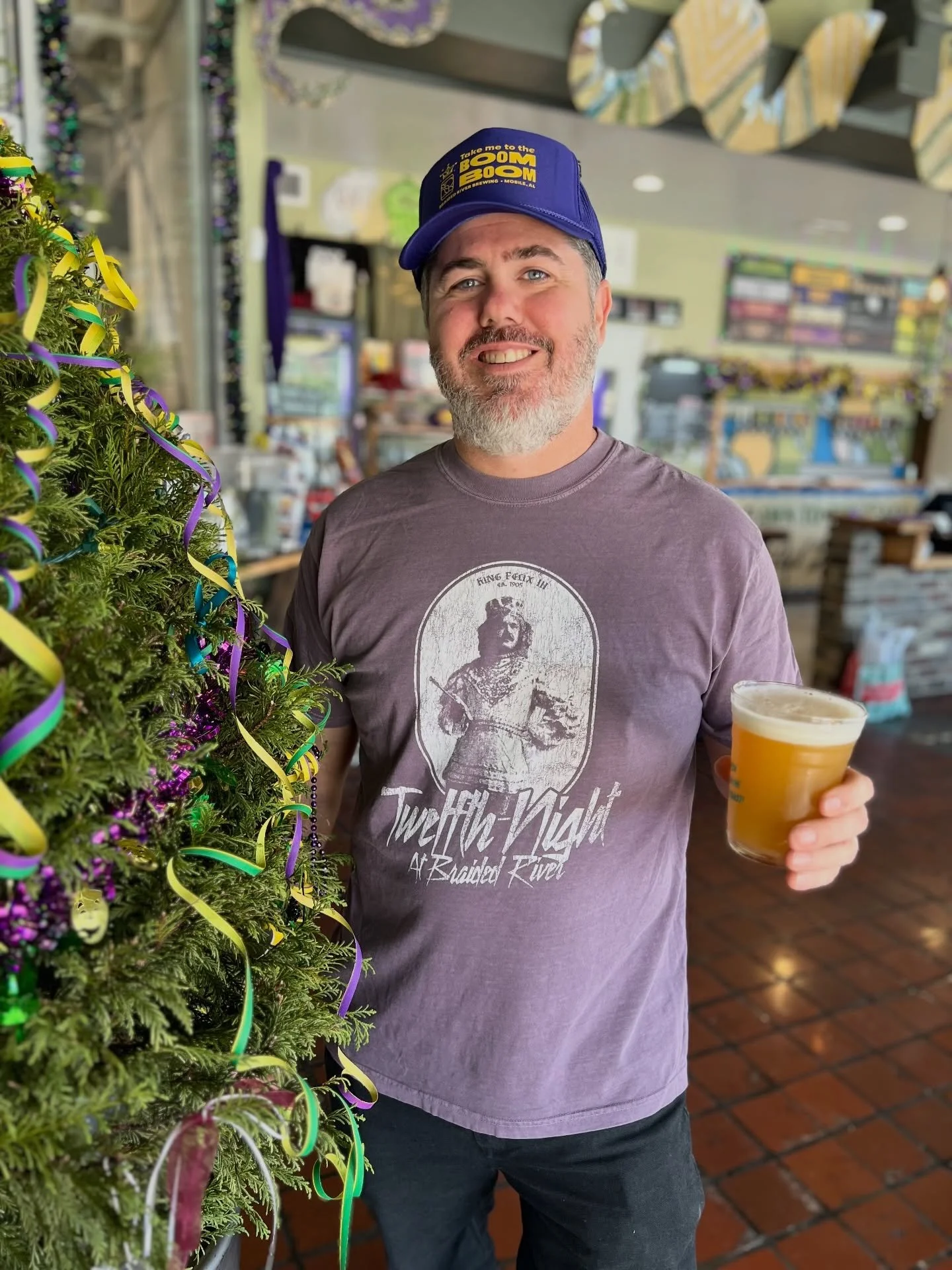Our custom Twelfth Night shirts by @thenutriarodeo are in! Repping King Felix III in all his glory 👑 Get it in the taproom for a limited time only!