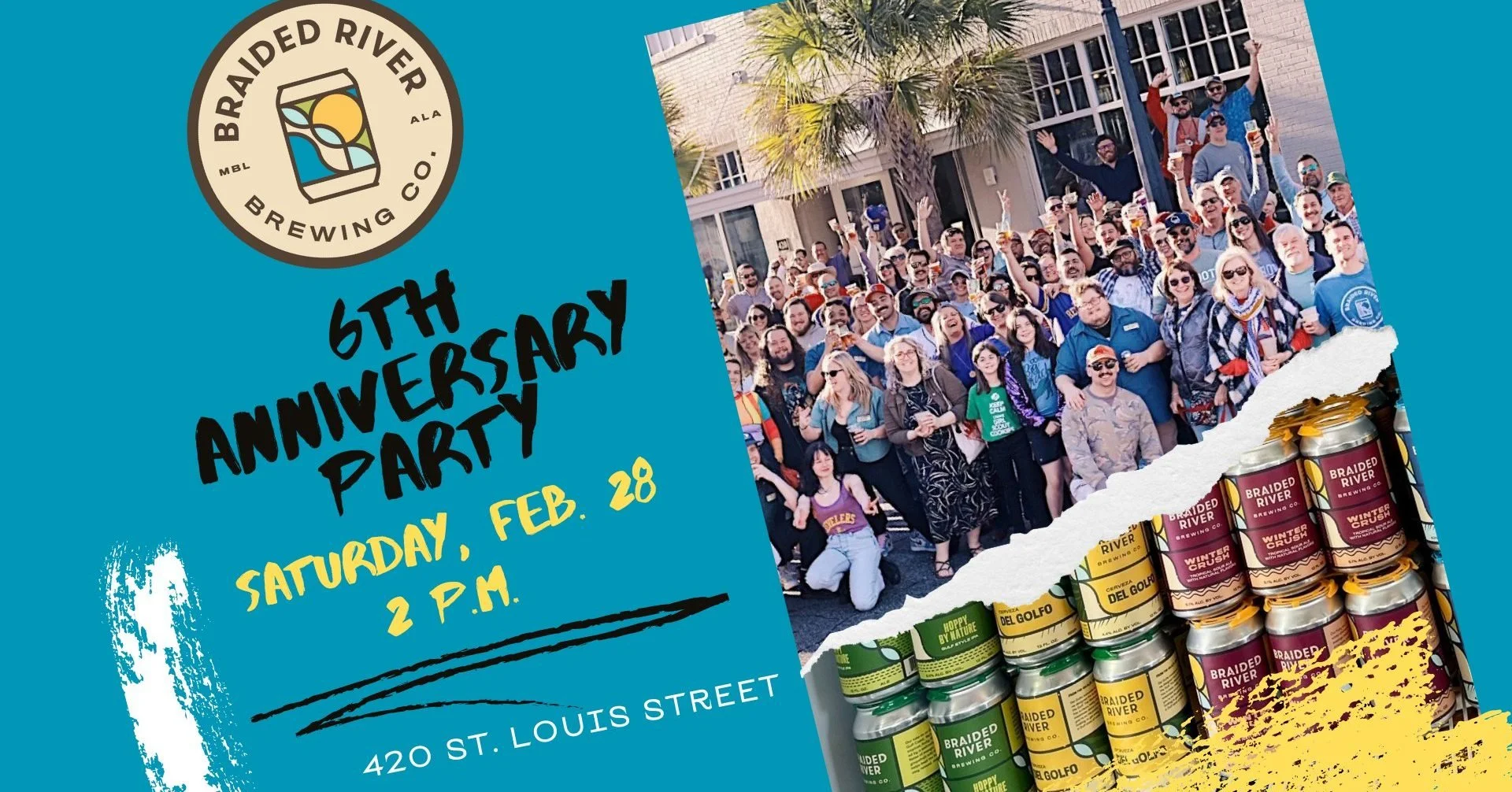 Come out and celebrate six years of great local beer in downtown Mobile 🍺 We're throwing a huge bash for our sixth anniversary on Saturday, Feb. 28, starting at 2 p.m.! 

You can expect:
🍻 Special beer releases

Food trucks to include:
🦪 Isle Daup