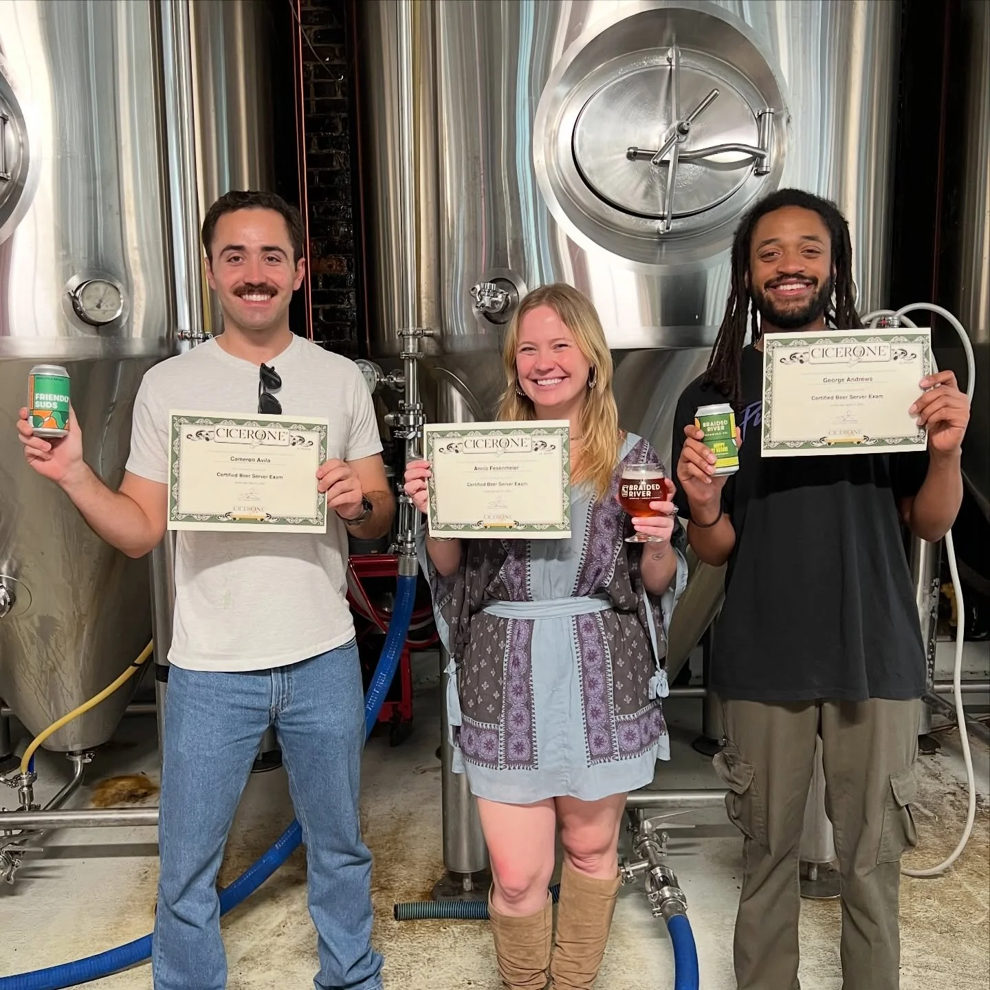 Congratulations to our own Cam, Annie and George for passing the @cicerone certified beer server exam this week! 

We&rsquo;re committed to having a highly educated brewery staff and these three consistently raise the bar for the rest of us 🤓 CHEERS