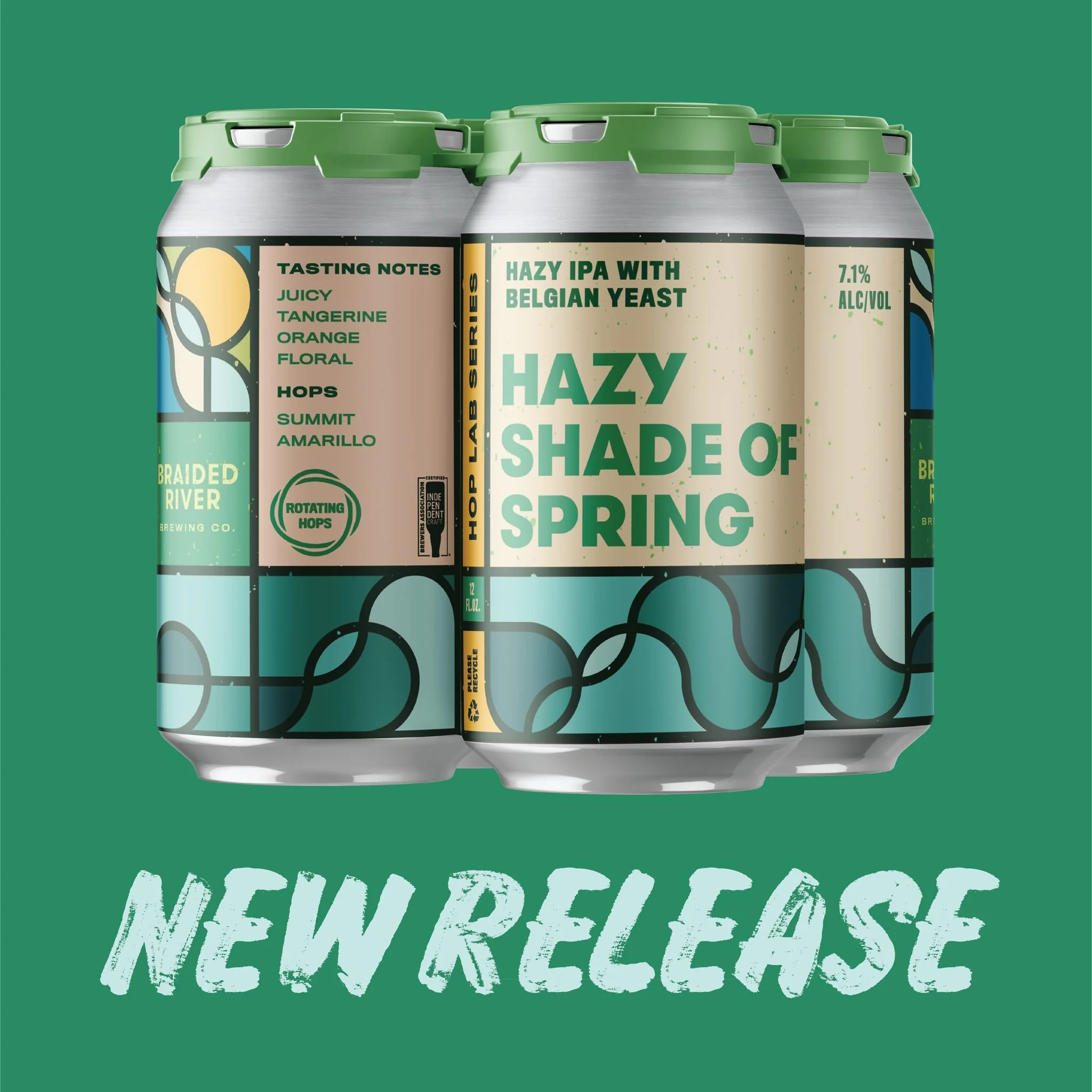 Available Friday, March 20: Hazy Shade of Spring!

This Hop Lab release blends two styles into one: a hazy IPA and a Belgian saison. Starting with a hazy IPA recipe, we added saison yeast, bringing bright citrus and spice aromas that complement Amari
