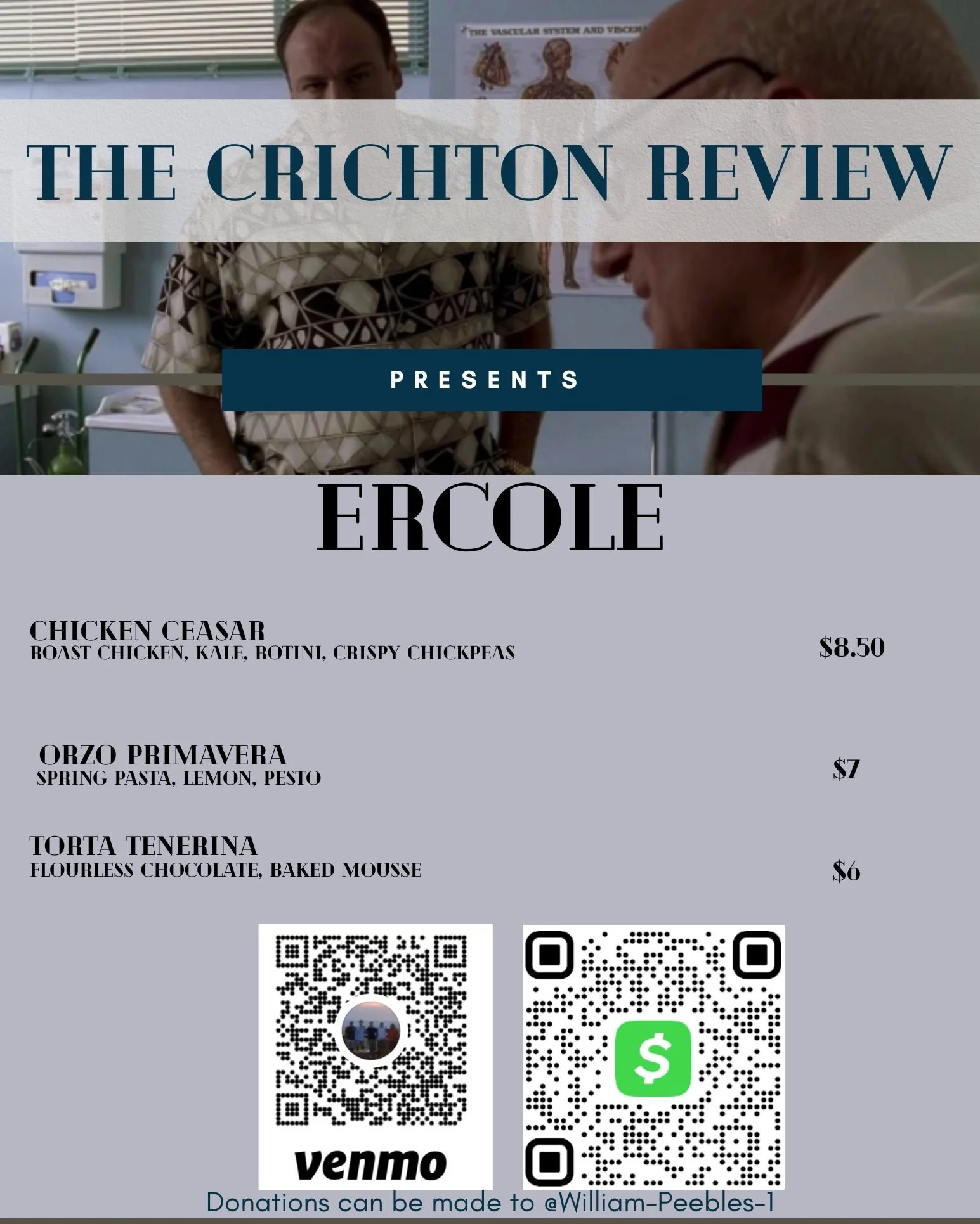 @the_crichton_review is popping up at run club this week! Check out this delicious Italian-themed menu, exclusively available in the taproom on Thursday, April 23, 6-8 p.m.