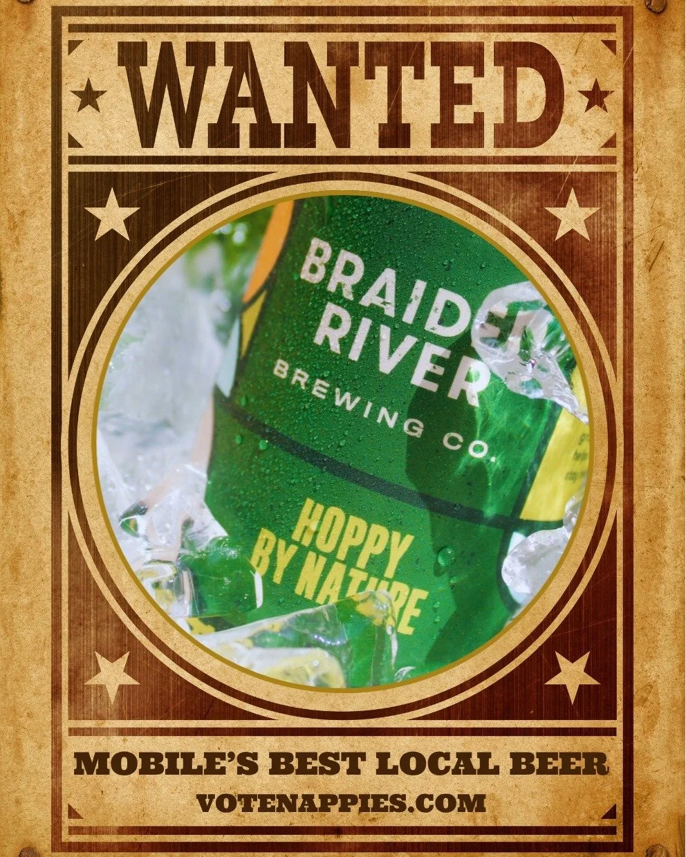 Hunting down Mobile's Best Local Beer?

You're looking for Braided River's Hoppy By Nature 🍺

Vote for us in the 2026 @lagniappe_daily Nappie Awards at votenappies.com! And grab a six-pack of Hoppy in the taproom now!