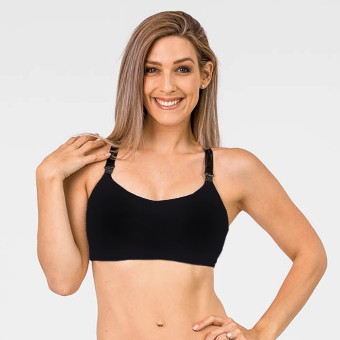 Cadenshae Fit 2 Feed Nursing Bra Black Front