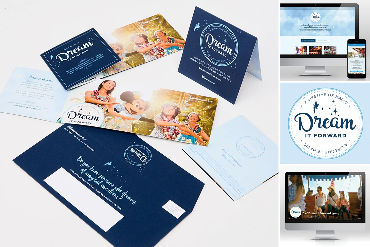 Because members receive a lot of direct mail from Disney Vacation Club, we needed to give these pieces a new look, feel and voice to help them stand out.