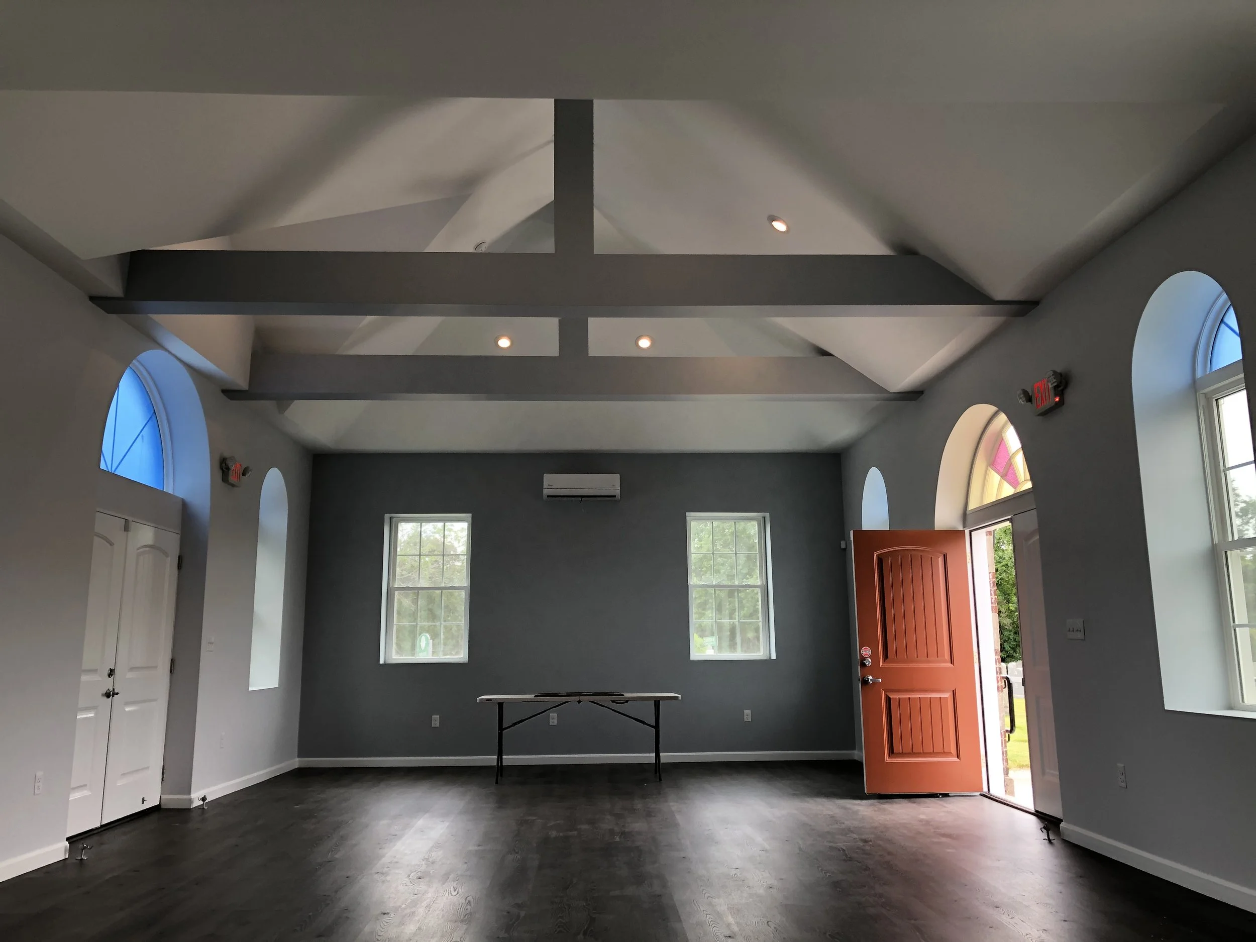 The renovated interior is now bright and inviting. Waiting for congregants to return.