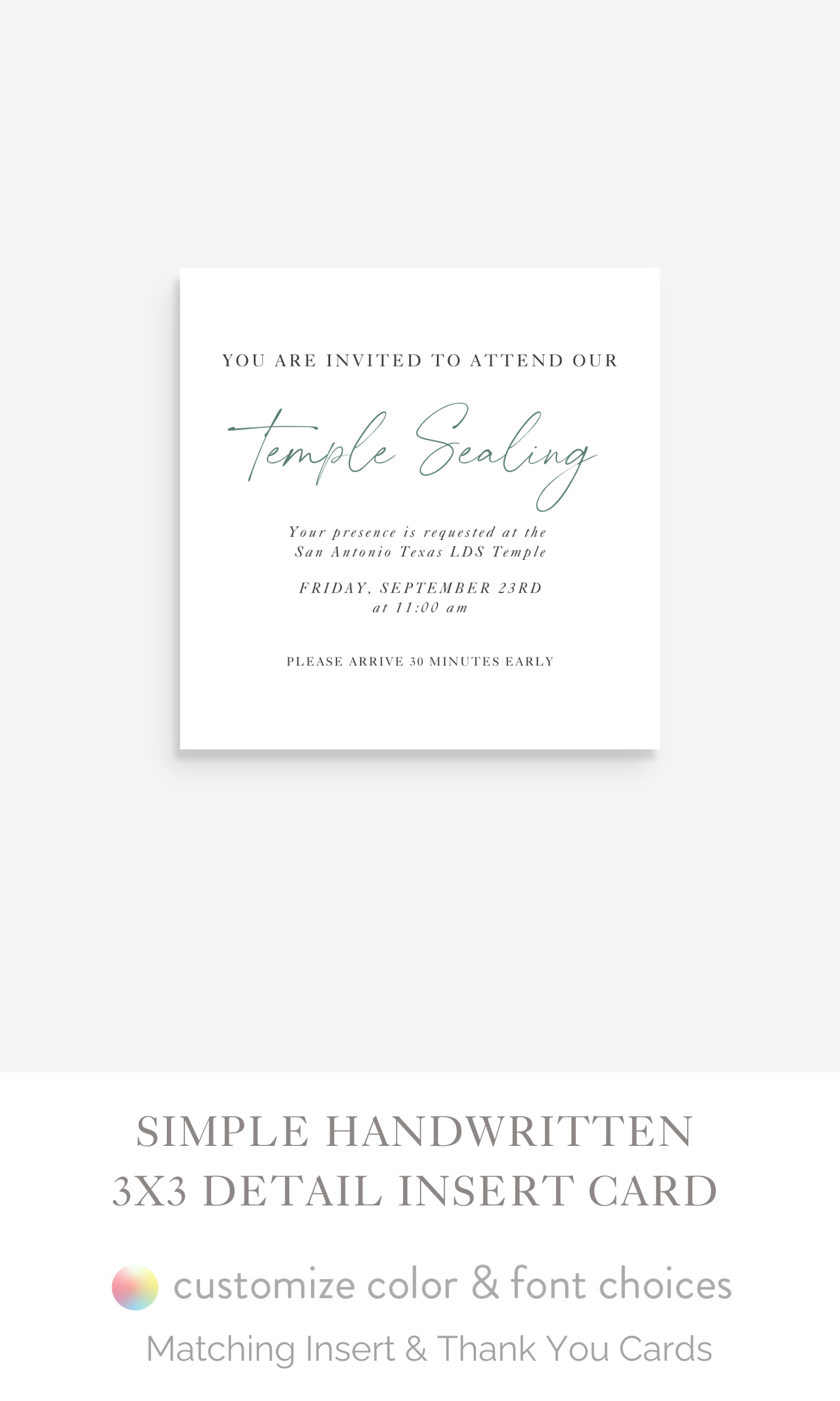 The "Simple Handwritten" : 3x3 Detail Insert Cards