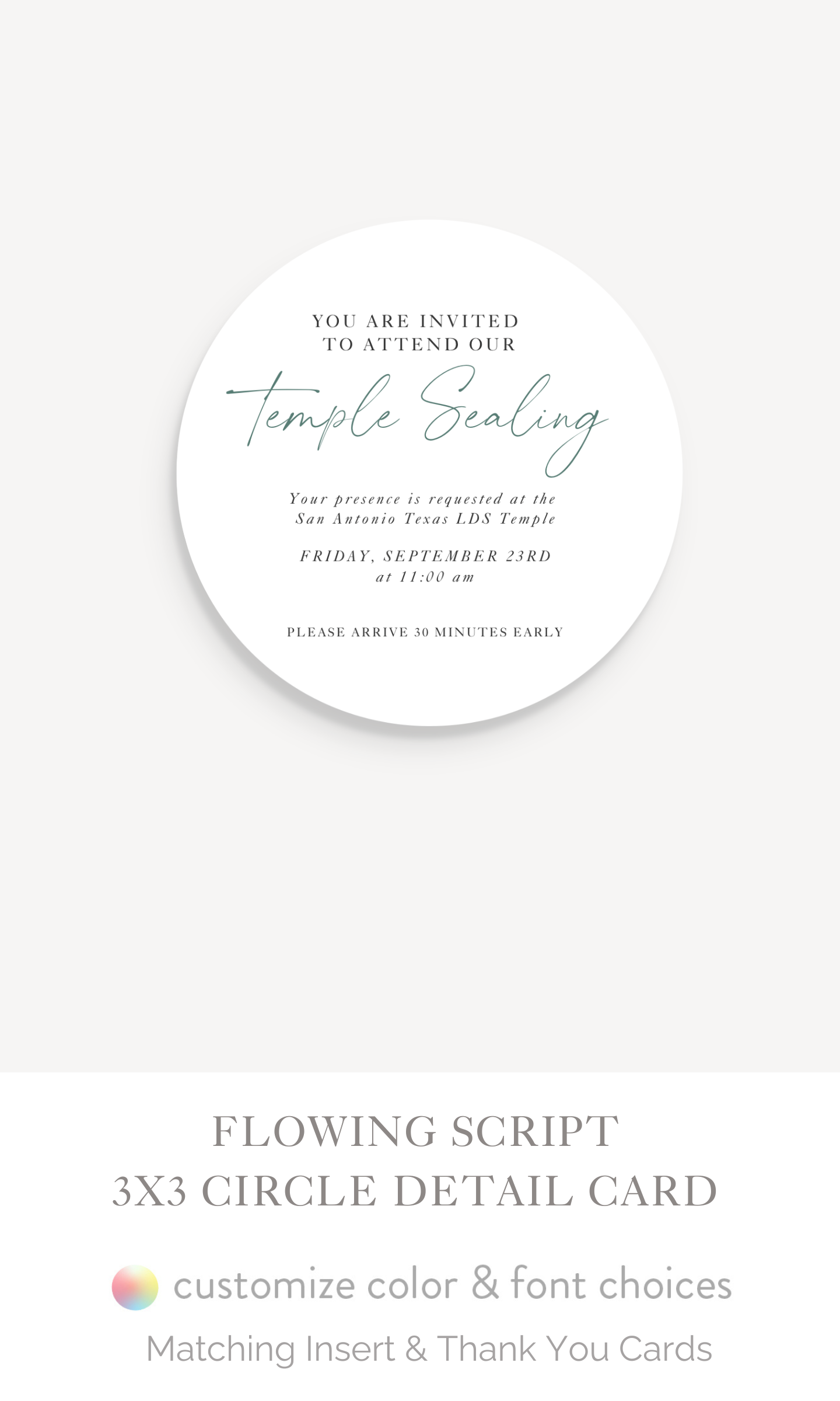 The "Flowing Script" : 3x3 Circle Detail Insert Cards