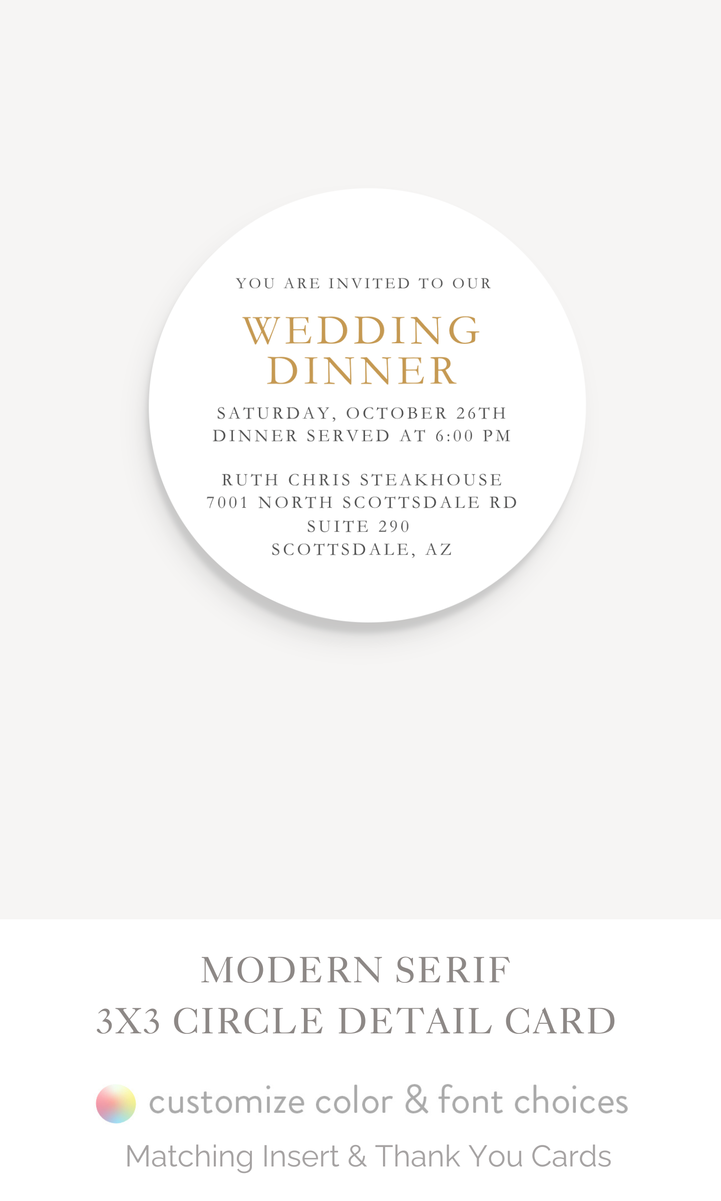 The "Modern Serif" : 3x3 Circle Detail Insert Cards