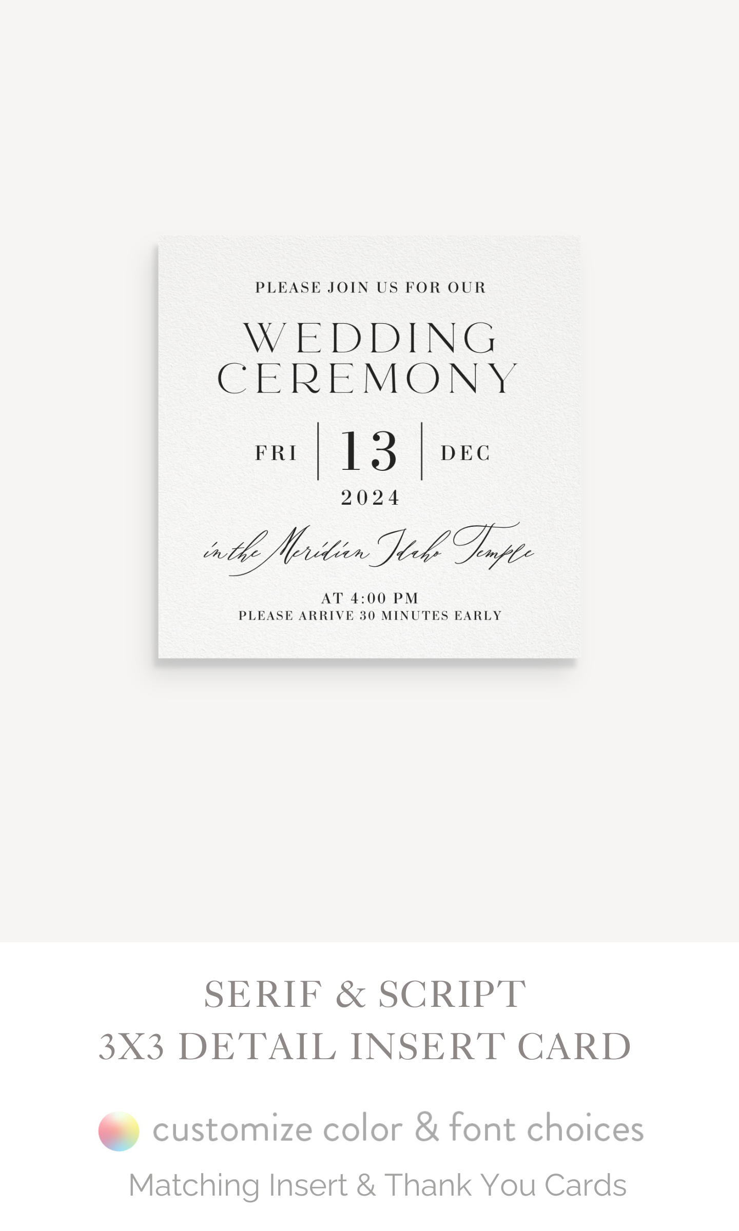 The "Serif & Script" : 3x3 Detail Insert Cards