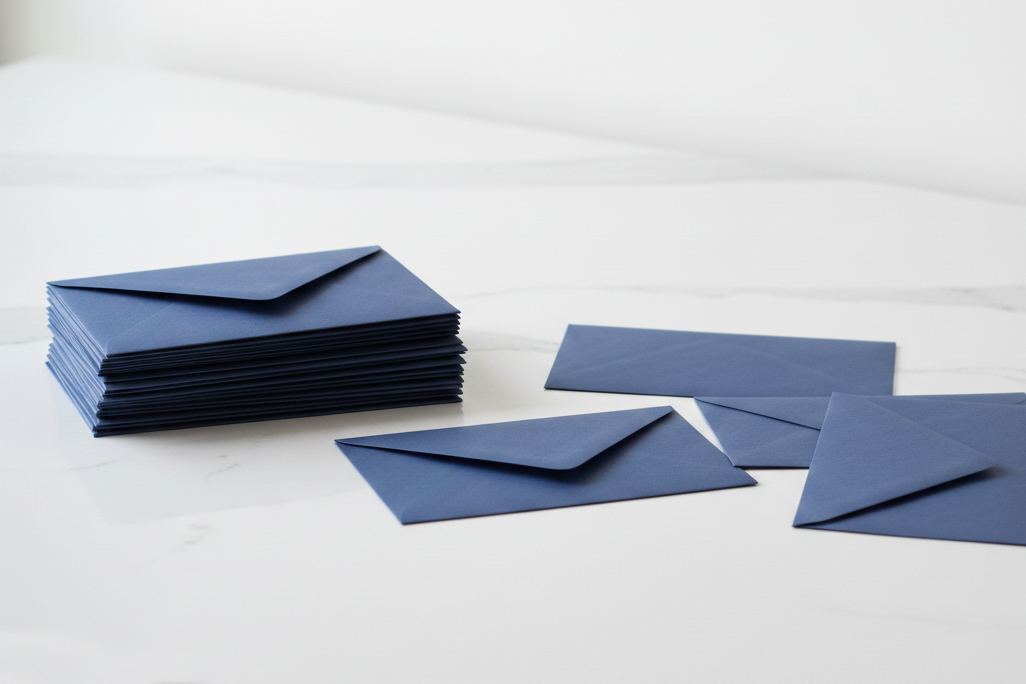 Anthology Print Wedding invitations Envelopes- Navy Blue Euroflap.png