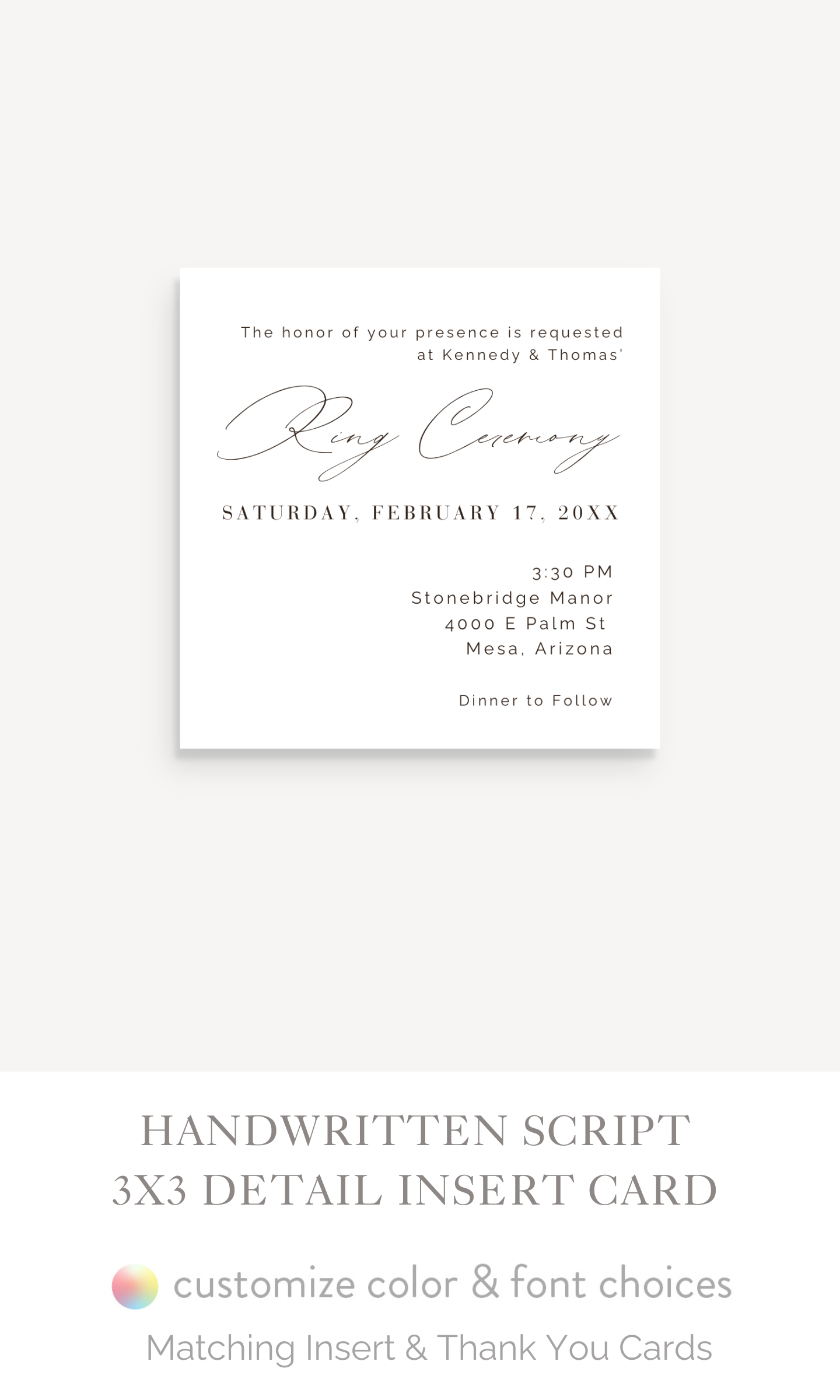 The "Handwritten Script" : 3x3 Detail Insert Cards