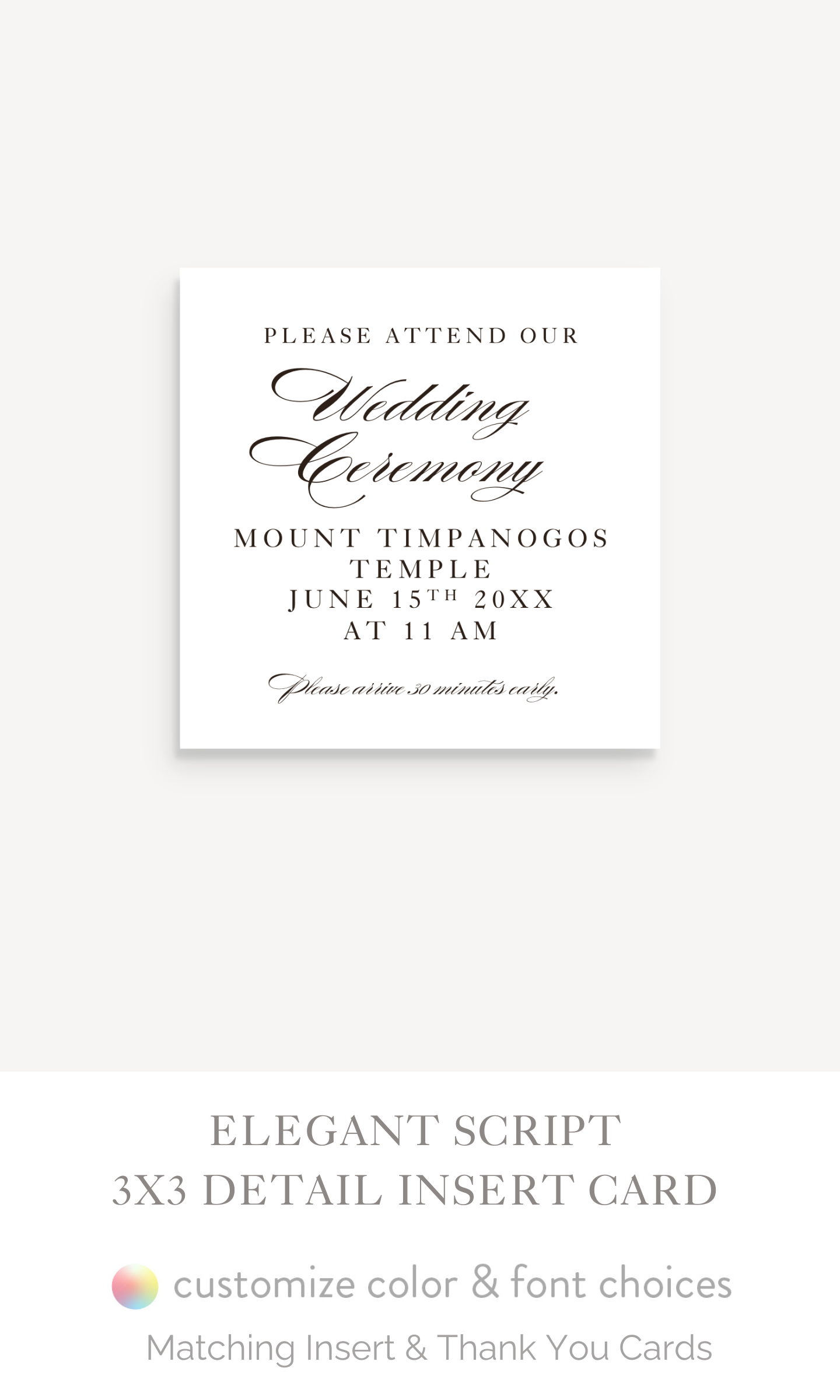 The "Elegant Script" : 3x3 Detail Insert Cards
