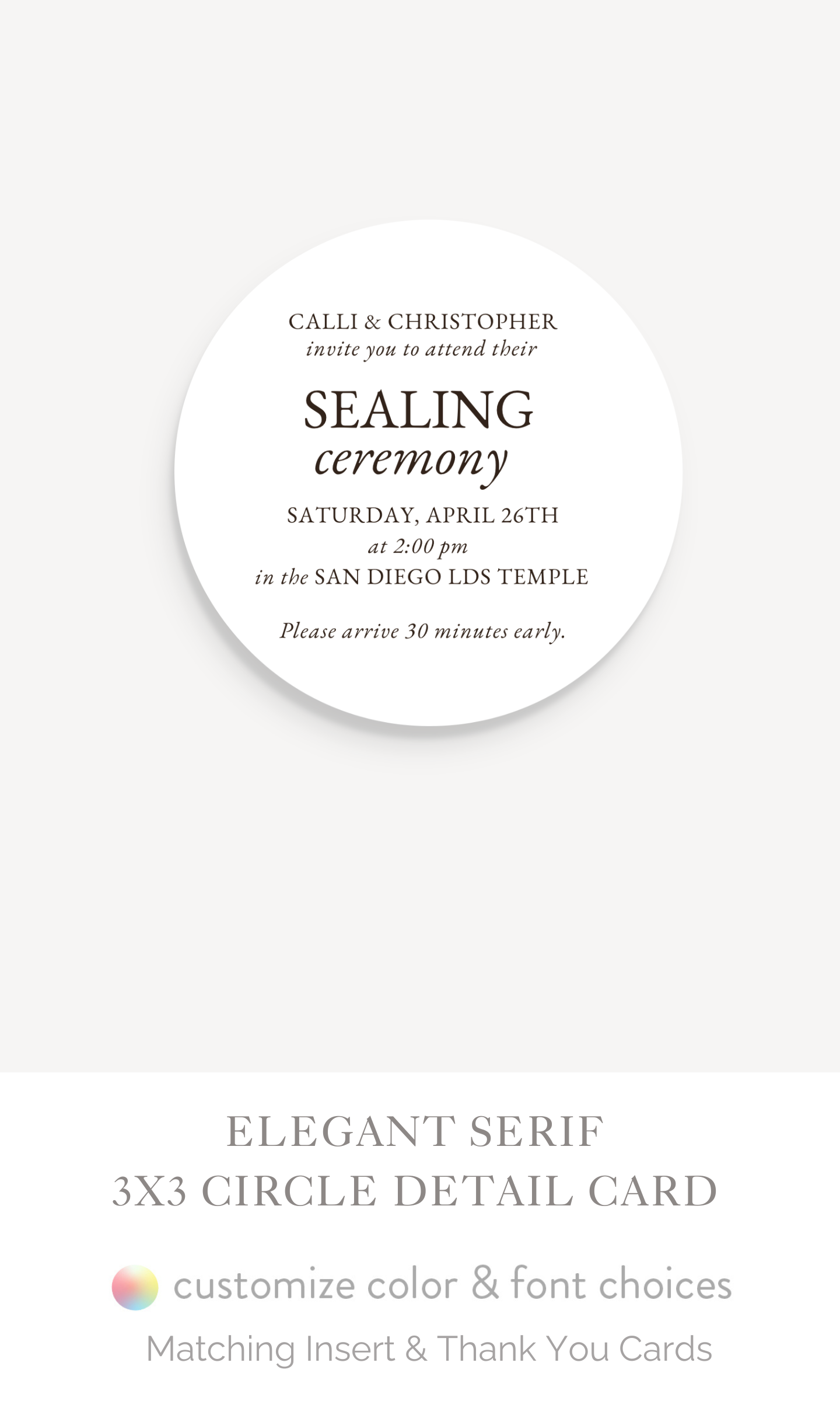 The "Elegant Serif" : 3x3 Circle Detail Insert Cards