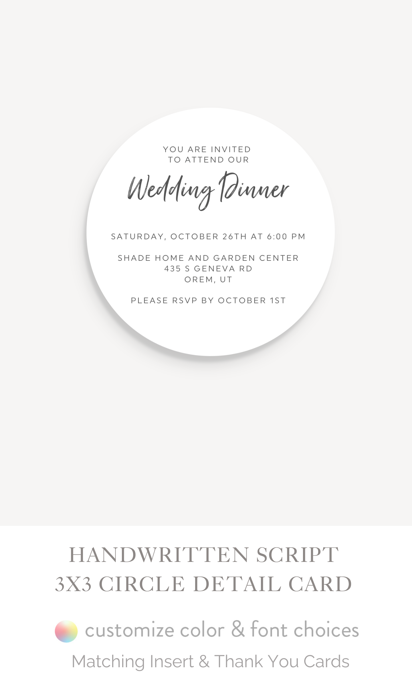 The "Handwritten Script" : 3x3 Circle Detail Insert Cards