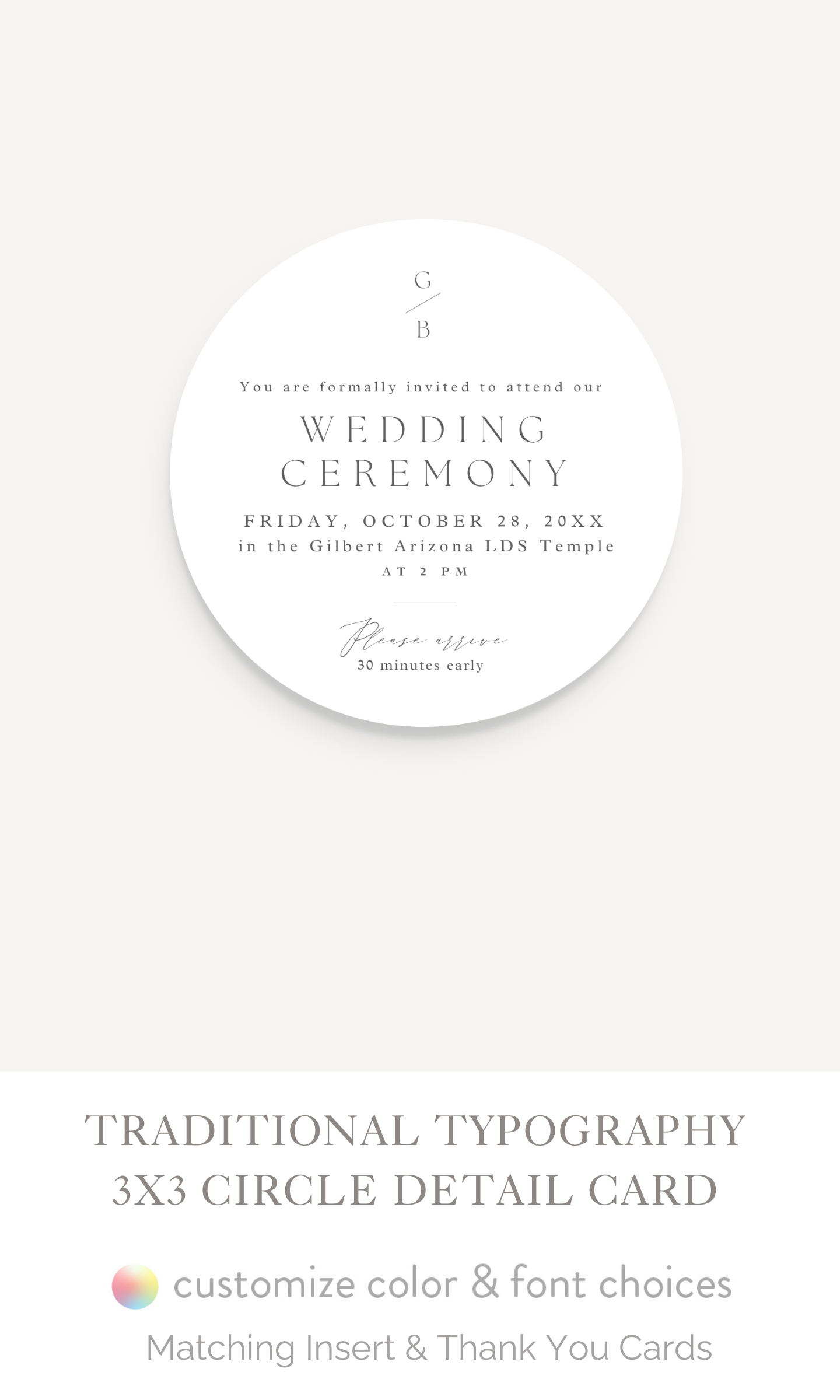 The "Traditional Typography" : 3x3 Circle Detail Insert Cards