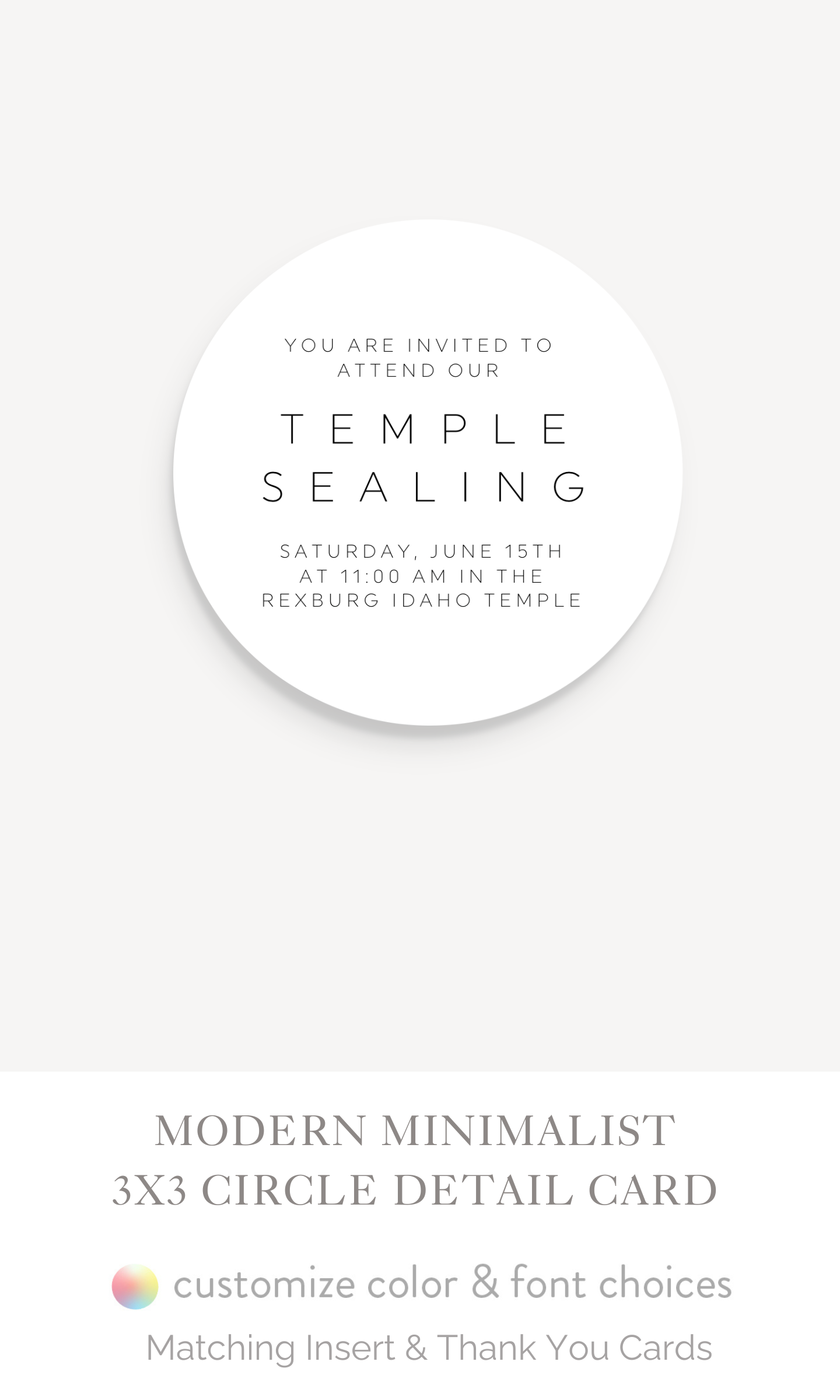 The "Modern Minimalist" : 3x3 Circle Detail Insert Cards