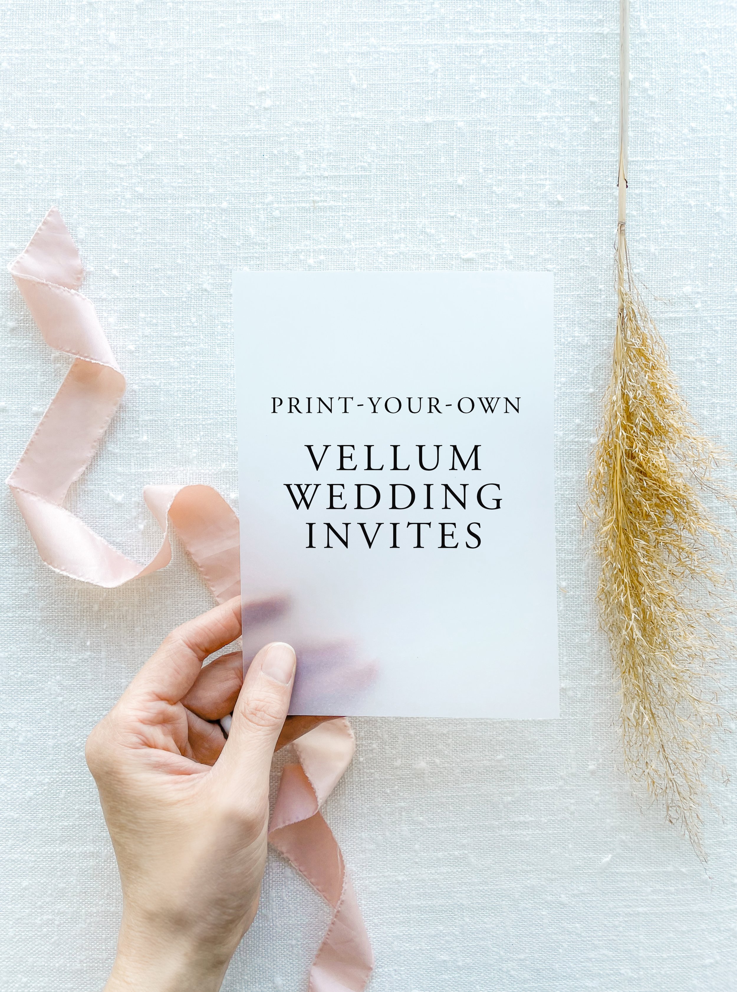 5x7 Vellum Wedding Invitations with Photo Card – Print Your Own Design