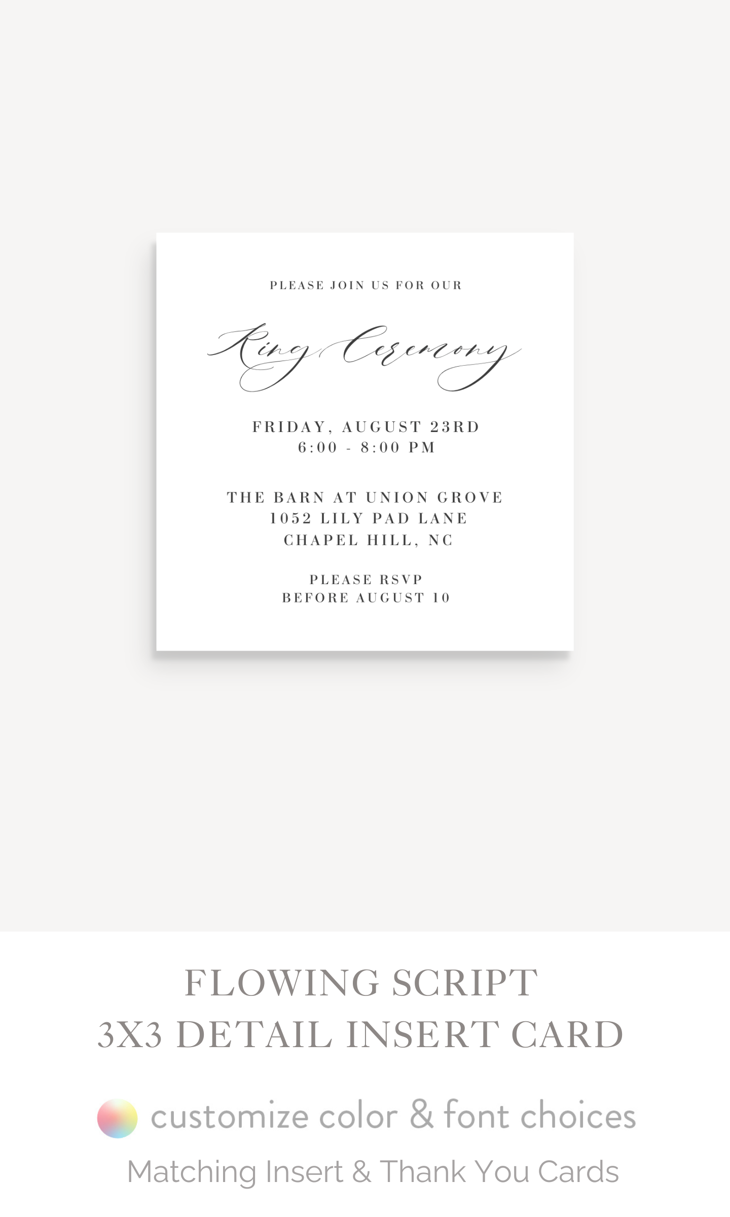 The "Flowing Script" : 3x3 Detail Insert Cards