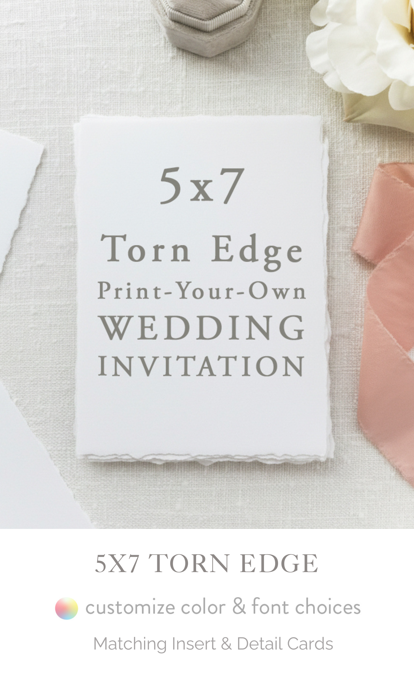 5x7 Torn Edge Wedding Invitations – Submit Your Own Design
