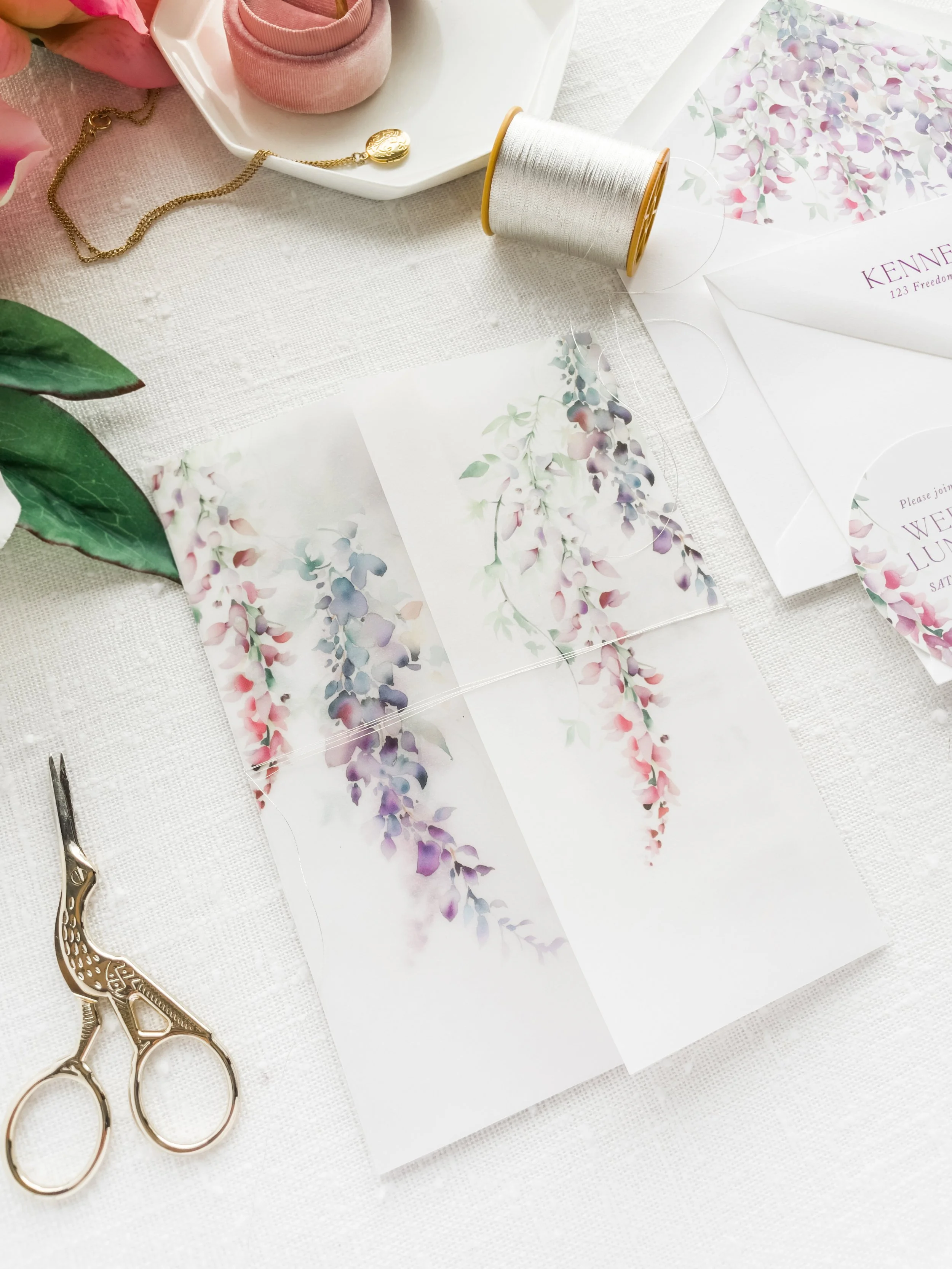 Anthology Print Wedding Invitations - Garden Wisteria Wedding -Vellum Jacket - luxury wedding invitations4.jpg