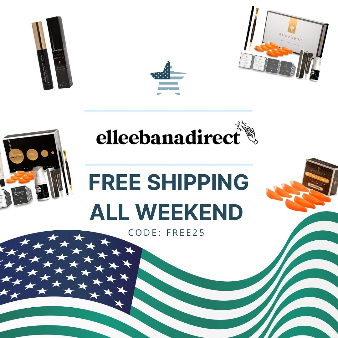 Enjoy free shipping on us all weekend! 🎇 ❤️🤍💙 
Stay safe - and have fun! 

#elleebanadirect #elleebanasale #elleebanausa #lashlitsupplies #lashliftkit