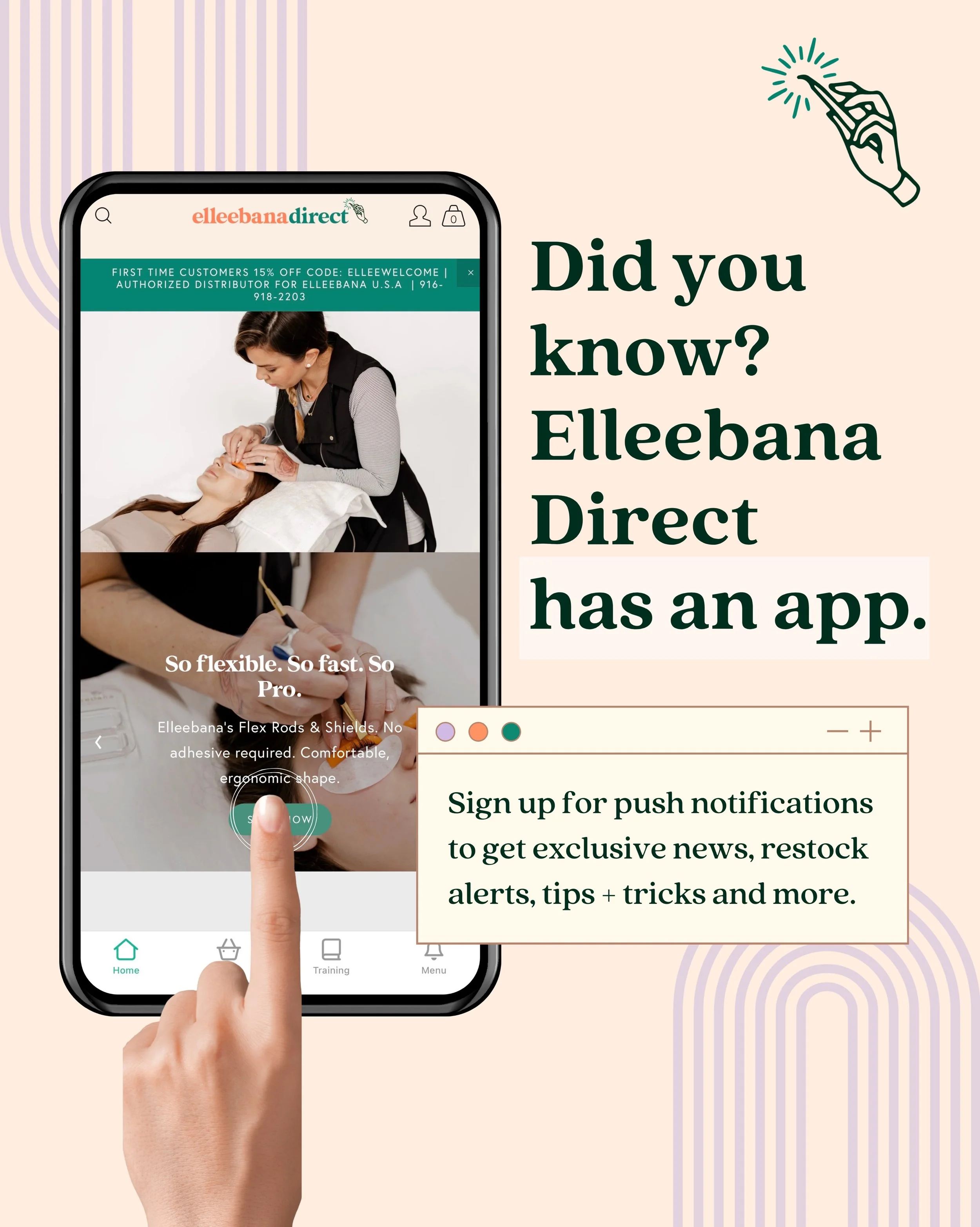 Hop on the App Store and see that cutie green icon to download the Elleebana Direct app! It will help you get directly back to us and skip any confusion 📦🤍. While you&rsquo;re at it &mdash; enable those app notifications too, we promise we won&rsqu