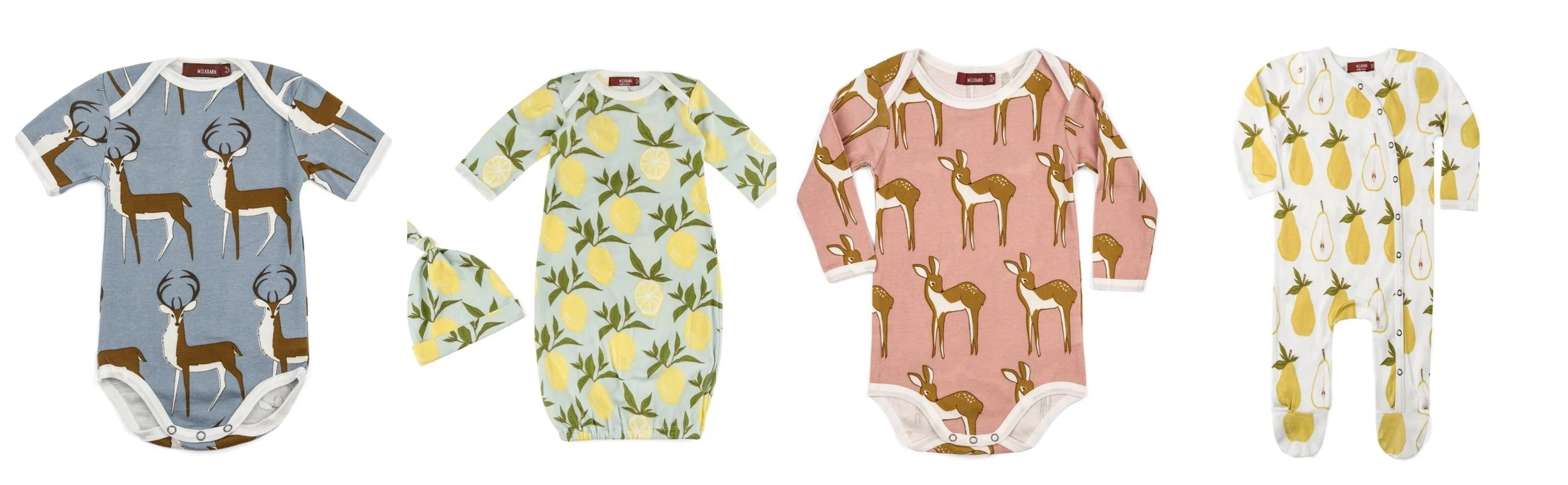 MIlkbarn organic baby onesies, pajamas, sleep gowns and bodysuits