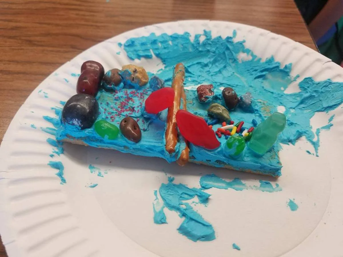 Swedish fish jumping a pretzel log 