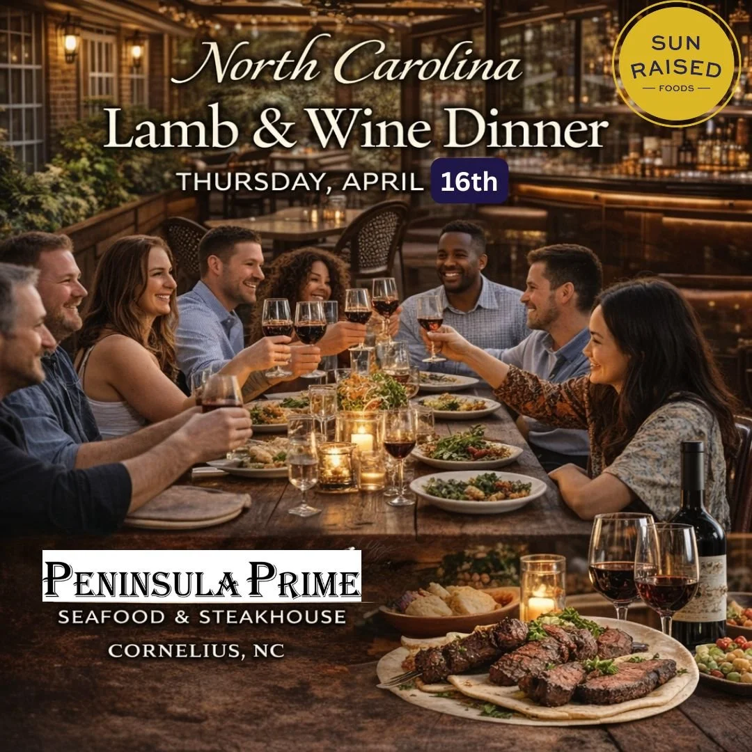 Thursday April 16th: North Carolina Wine & Lamb Dinner at Peninsula Prime in Cornelius NC