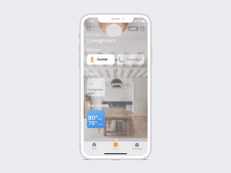 By showing other rooms on the top menu, participants were able to tap to move around, then learned the swipe gesture naturally