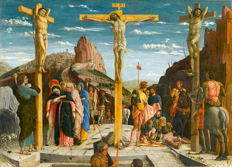 Crucifixión Andrea Mantegna Temple sobre madera Museo The Louvre 