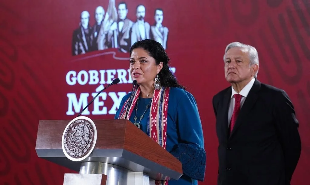Alejandra Frausto, secretaria de Cultura, durante el anuncio en conjunto del gobierno federal para la revitalización del Bosque de Chapultepec. Foto: Cortesía de la Secretaría de Cultura