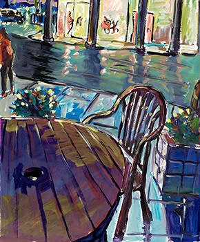 “Café en la acera”, firmado por Bob Dylan (2018). Foto: Castle Fine Art